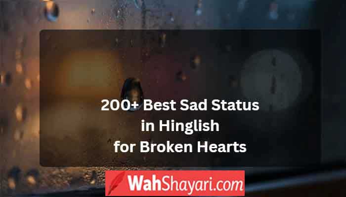 Sad status in Hinglish — a lone figure under a streetlight in the rain representing heartbreak and emotional pain